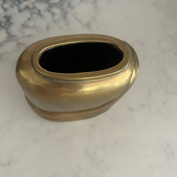 Vintage 1980 Dolbi Cashier Heavy Art Deco Brass Floral Container Vase - Picture 6 of 8